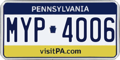 PA license plate MYP4006