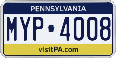 PA license plate MYP4008