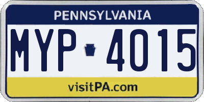 PA license plate MYP4015