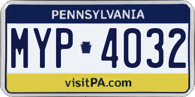 PA license plate MYP4032