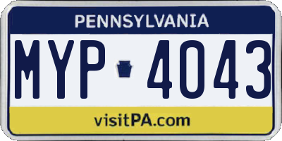PA license plate MYP4043