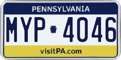PA license plate MYP4046