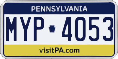 PA license plate MYP4053