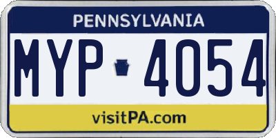 PA license plate MYP4054