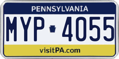 PA license plate MYP4055