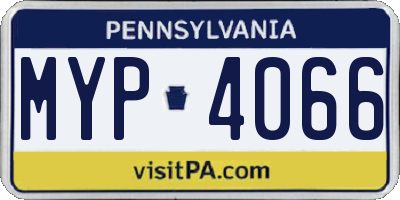 PA license plate MYP4066