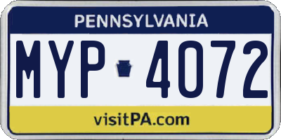 PA license plate MYP4072