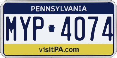 PA license plate MYP4074