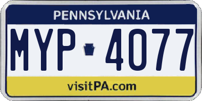 PA license plate MYP4077
