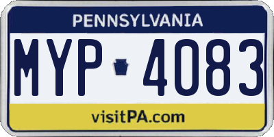 PA license plate MYP4083