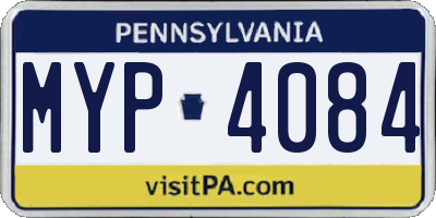 PA license plate MYP4084