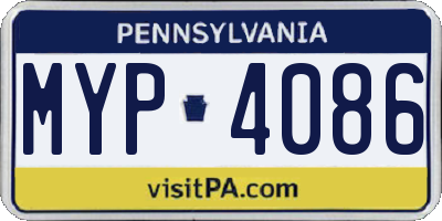 PA license plate MYP4086