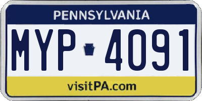 PA license plate MYP4091