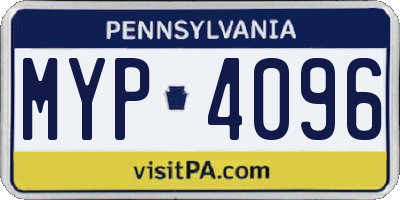 PA license plate MYP4096