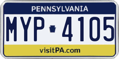 PA license plate MYP4105