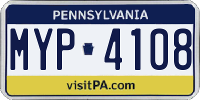 PA license plate MYP4108
