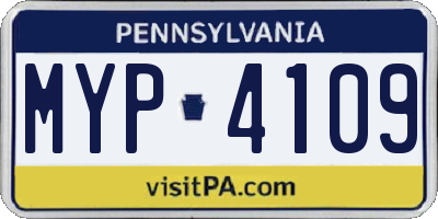 PA license plate MYP4109