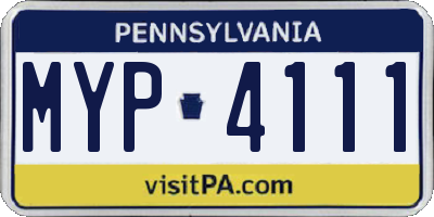 PA license plate MYP4111