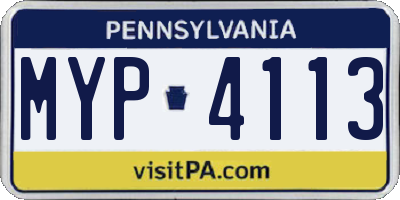 PA license plate MYP4113
