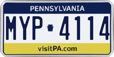 PA license plate MYP4114