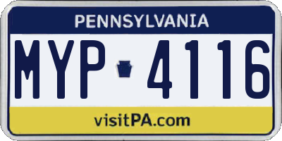 PA license plate MYP4116