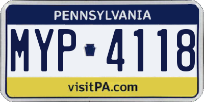PA license plate MYP4118