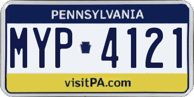 PA license plate MYP4121