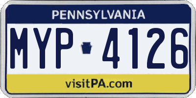 PA license plate MYP4126