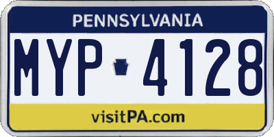 PA license plate MYP4128