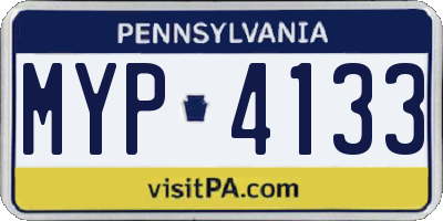 PA license plate MYP4133