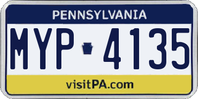 PA license plate MYP4135