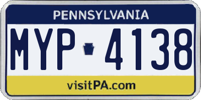PA license plate MYP4138