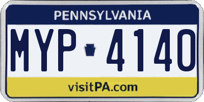 PA license plate MYP4140