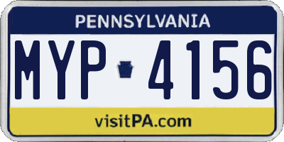PA license plate MYP4156