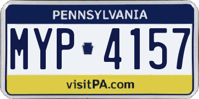 PA license plate MYP4157