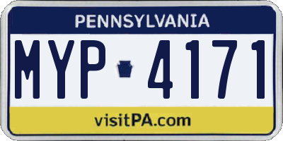 PA license plate MYP4171