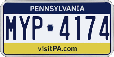 PA license plate MYP4174