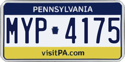 PA license plate MYP4175