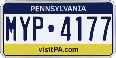 PA license plate MYP4177
