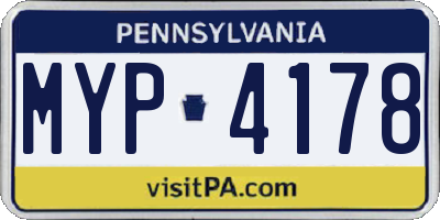 PA license plate MYP4178