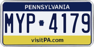 PA license plate MYP4179