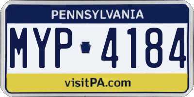 PA license plate MYP4184