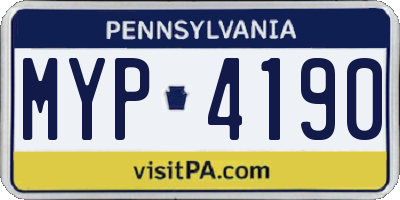 PA license plate MYP4190