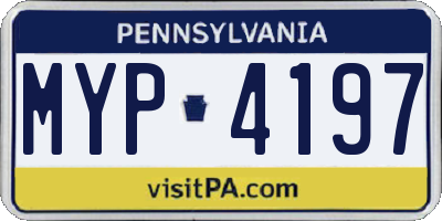 PA license plate MYP4197