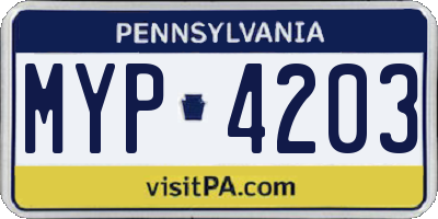 PA license plate MYP4203
