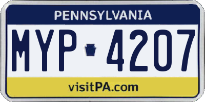 PA license plate MYP4207