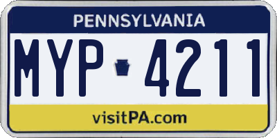 PA license plate MYP4211