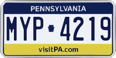 PA license plate MYP4219