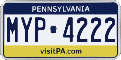 PA license plate MYP4222