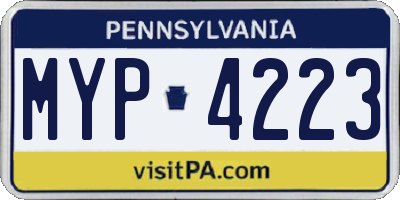 PA license plate MYP4223